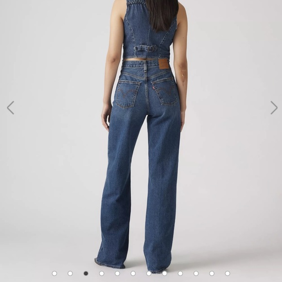 Levi premium ribcage wide leg jeans size 28 full length - Picture 3 of 6